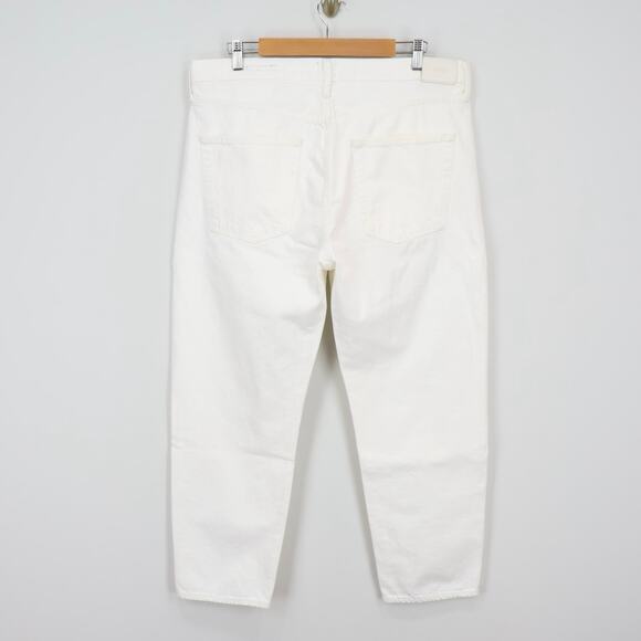 NWT Edwin Hana Classic Straight Crop Button-Fly Denim Jean White Noise Size 34 - Picture 2 of 8